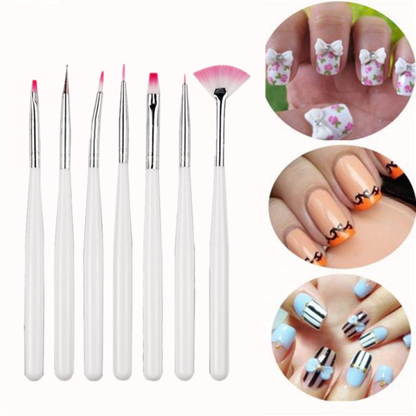 7pcs/set nail painting brushes uv gel acrylic nail art brush manicure brush pen dotting painting white set