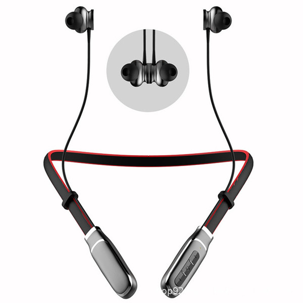 neck hang intelligence bluetooth sport music headphone bass stereo denoise english voice prompt hd voice wear comfortable&stable headset