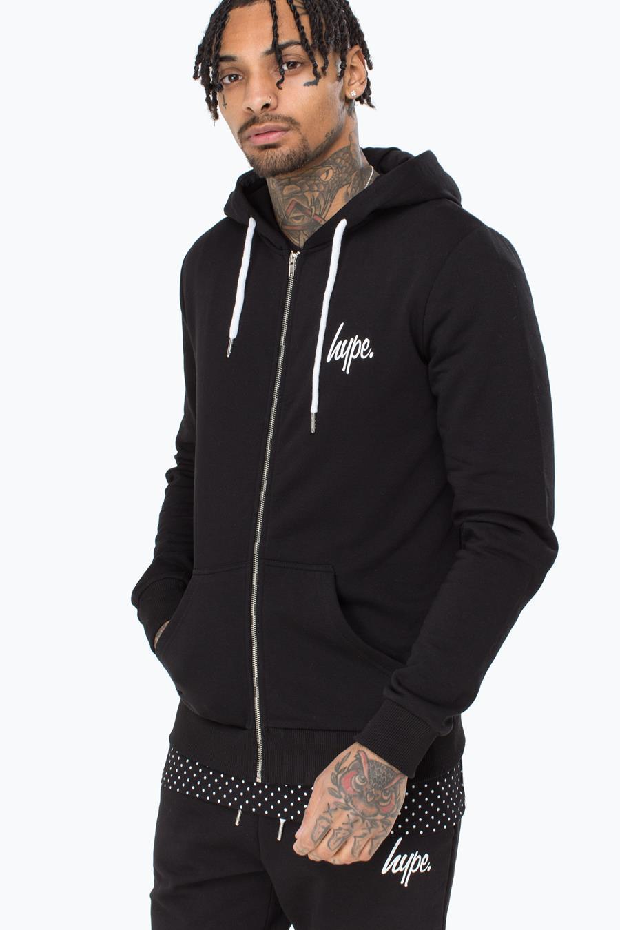 Hype Black Mini Script Mens Zip Hoodie | Size Medium