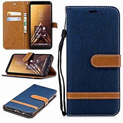 Coque Pour Samsung Galaxy A6 (2018) / A6 (2018) / A3 (2017) Portefeuille / Porte Carte / Avec Support Coque Intégrale Couleur Pleine Dur Textile miniinthebox