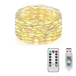 Fairy Lights Plug in 8 Modes 10M 100 LED USB String Lights with Adapter Remote Timer Waterproof Decorative Lights for Bedroom Patio Christmas Wedding Party Dorm Indoor Outdoor Lightinthebox