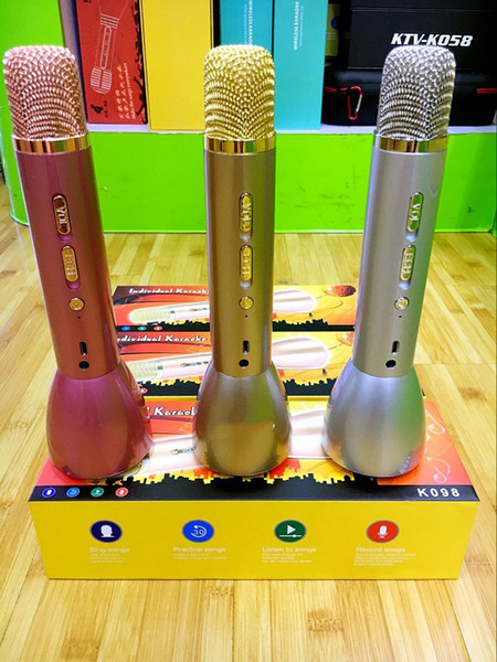 k098 handheld cell phone microphone speaker wireless bluetooth speaker karaoke microphone with speaker for iphone smartphone outdoor ktv dhl