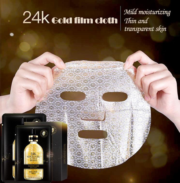 24k gold foil strengthen firming moisturising and hydrating black face skin care lighten pockmarks mascarilla wholesale face mask