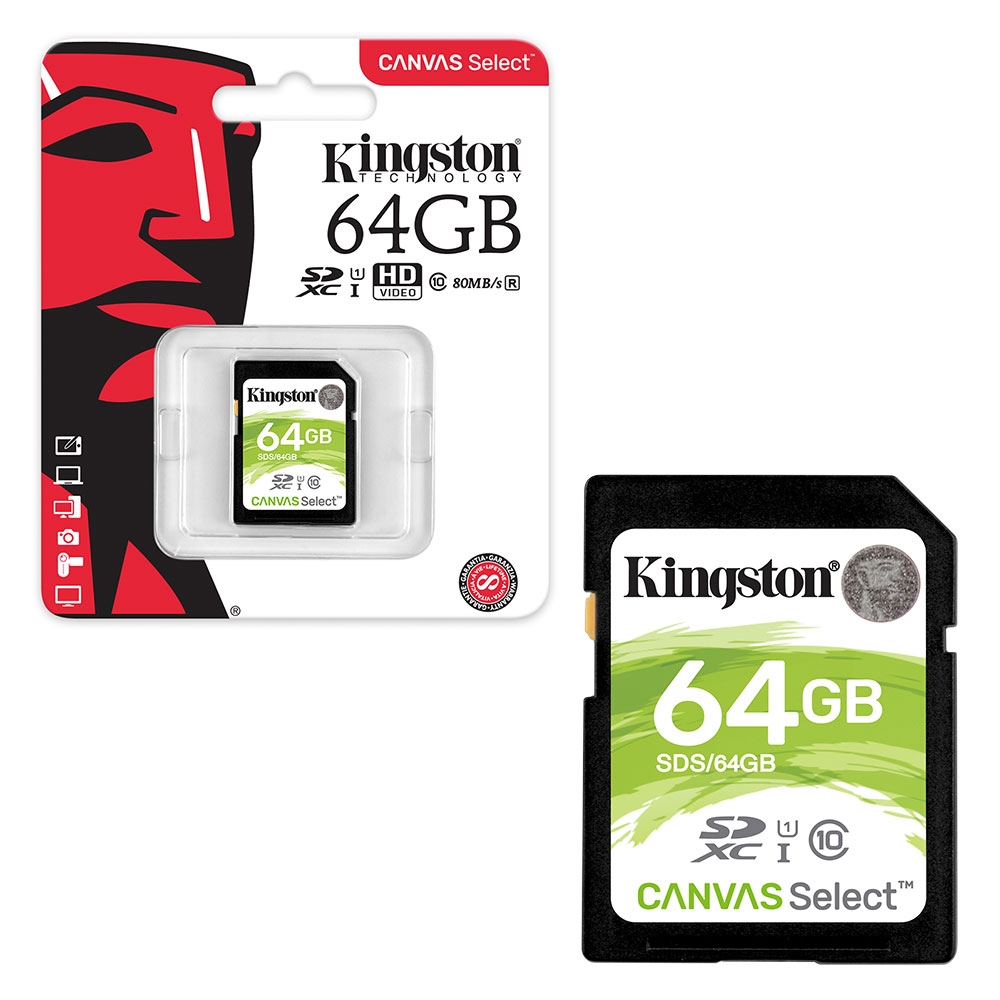 Kingston Canvas Select SDXC UHS-I 80MB/s Class 10 Memory Card - 64GB