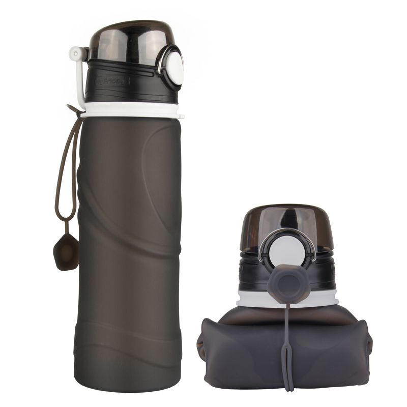 Foldable Silicone Travel Water Bottle BPA Free 750ml - Black