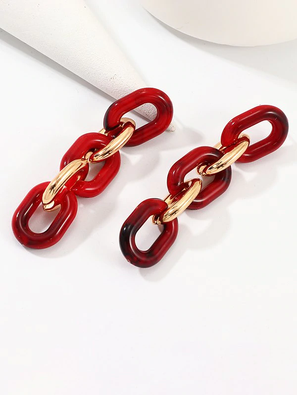 Resin Exaggerated Link Chain Earrings