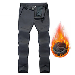 Men's Softshell Pants Solid Color Winter Outdoor Standard Fit Thermal Warm Waterproof Windproof Fleece Lining Fleece Pants / Trousers Bottoms Black Blue Grey Fishing Climbing Camping / Hiking / Caving