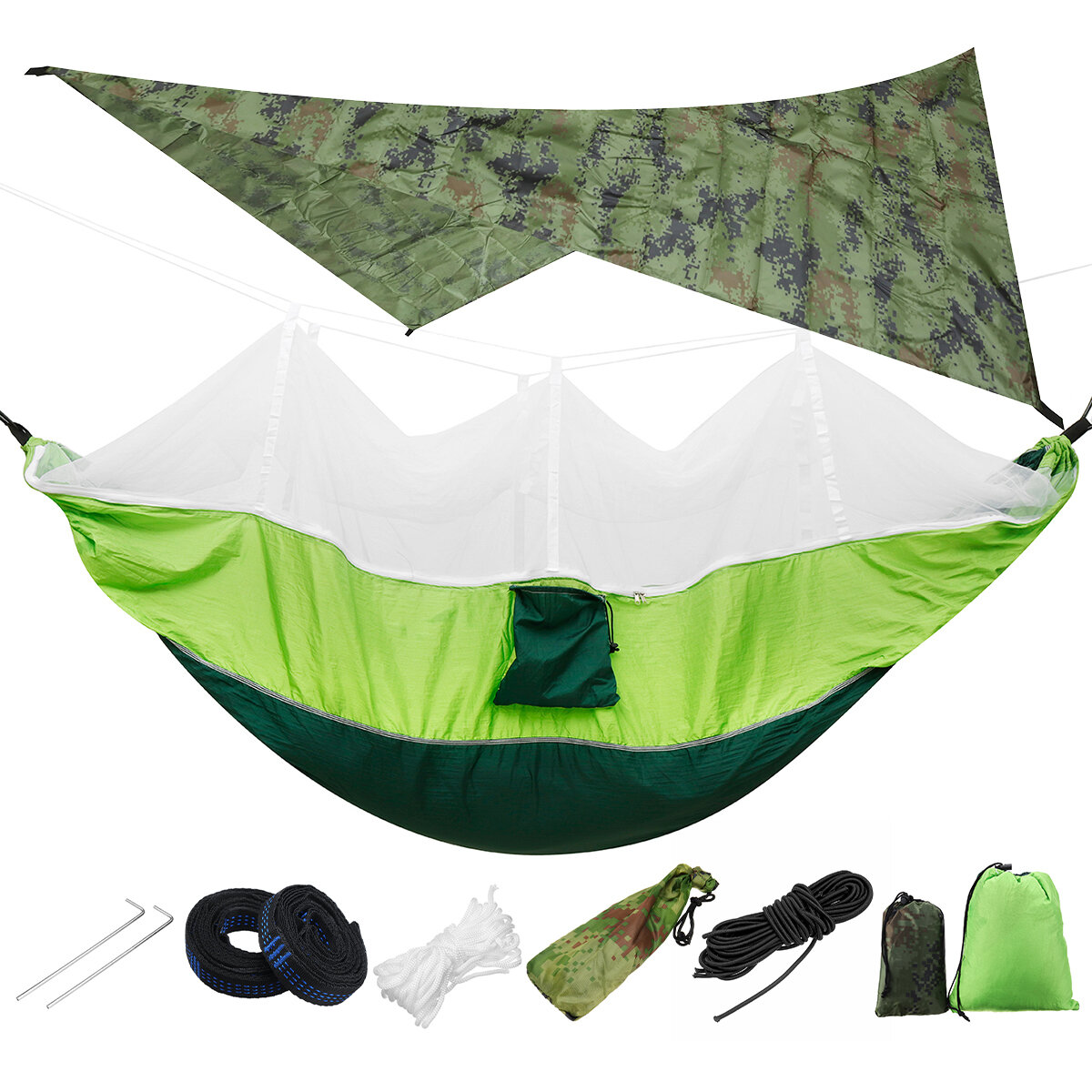 IPRee® Lightweight Portable Camping Hammock and Tent Awning Rain Fly Tarp 2000 Waterproof Mosquito Net Hammock Canopy 21
