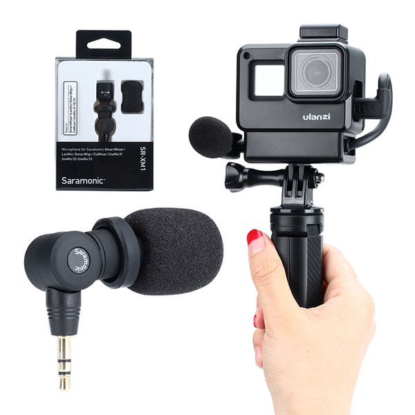 saramonic sr-xm1 3.5mm trs mini vlog microphone for 7 6 5 phone dslr camera audio video record mic for osmo pocket