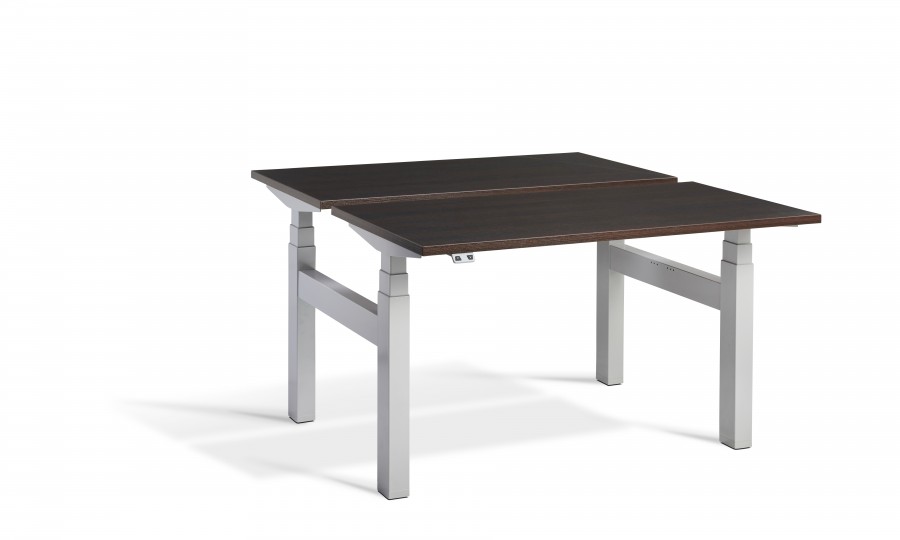 Lavoro Duo Height Adjustable Wenge Desk - Silver Frame - 1200 x 800mm