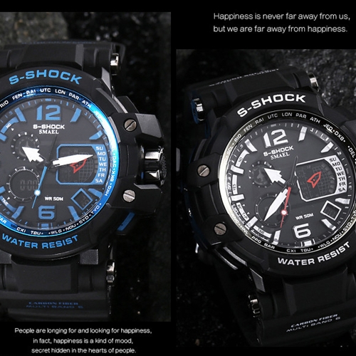 Men's Stylish Sports Multi-function Electronic Waterproof Watch Dual Display Wristwatches