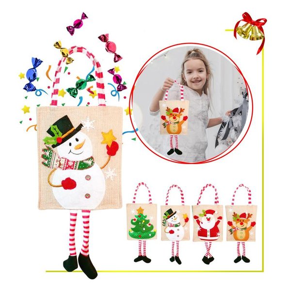 Christmas Decorations Santa Claus Gift Bag Creative Packaging Snowman Candy With Handbag Printed Stocking