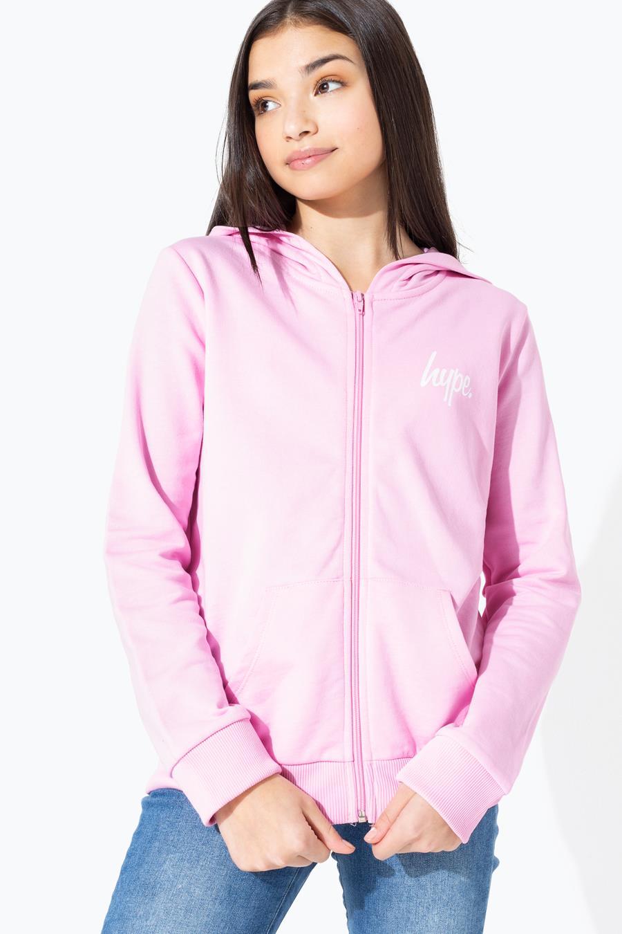 Hype Pink White Script Kids Pink/white Zip Hoodie | Size 3-4