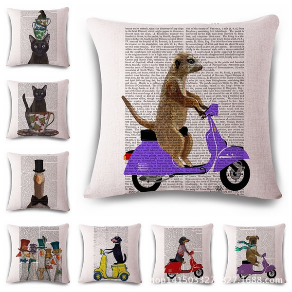 newspaper animal cotton and linen flax pillow back cushion
