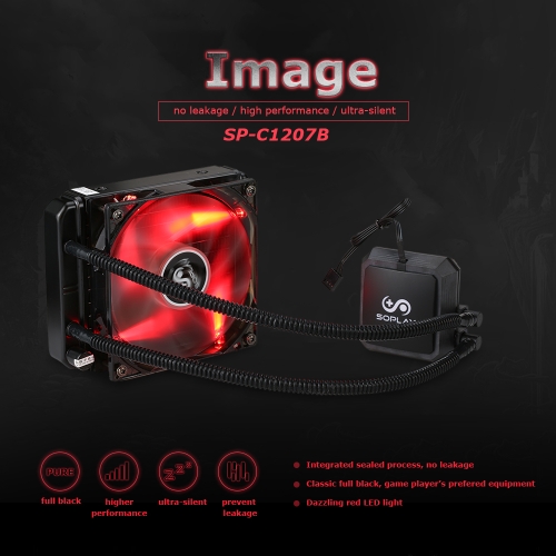 SOPLAY Liquid Freezer Water Liquid Cooling System CPU Cooler Hydraulic Bearing 120mm Adjustable PWM Fan with Red LED Light