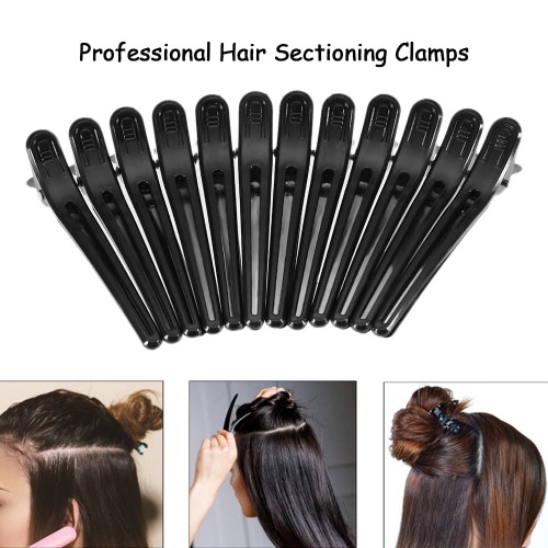 12Pcs Black Hair Grip Clips Hairdressing Sectioning Cutting Clamps Professional Plastic Salon Styling Hair Grip Clips