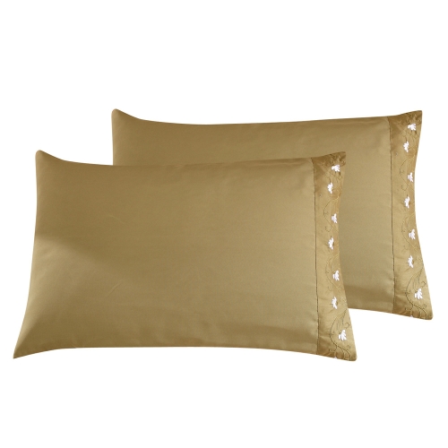 Comfortable Pure Color with Special Decoration Lotus Embroidery Standard Pillowcase Facial & Skincare 100% Polyester Home Bedding Pillow Cover