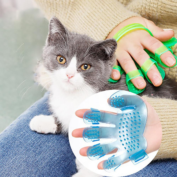 us stock pet brush palmshaped pet cat dog shower brush plastic five finger massages the pet bath artifact 5 colors